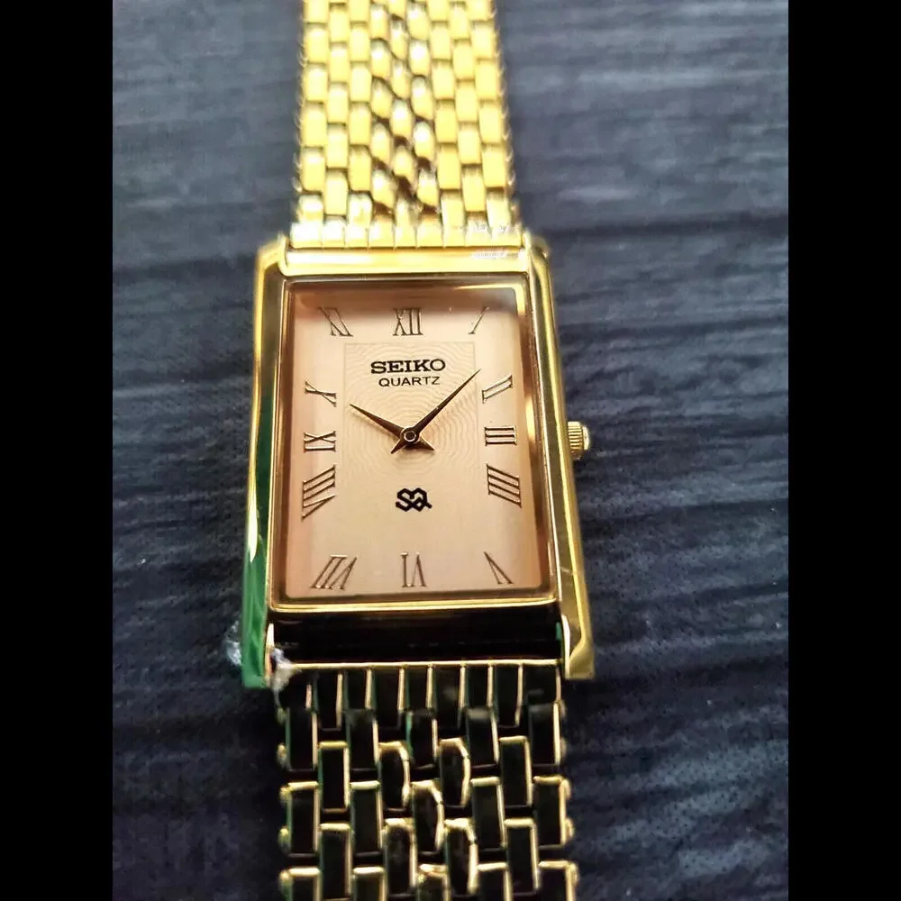 Retro SQ Slim Seiko White Dial Milanese band Mens‎ Watch New Mvt & Batt
